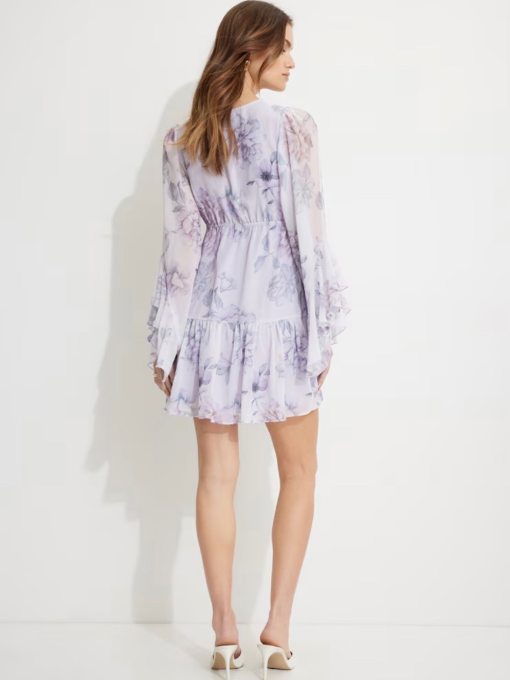 Purple Ruffled Mini Dress - Picture 4 of 8